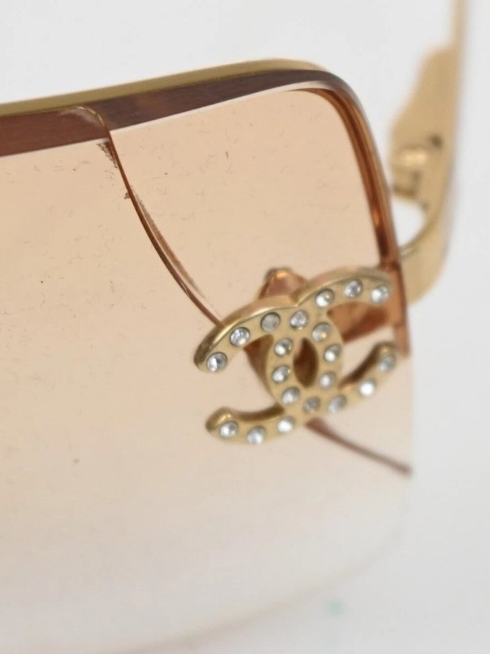 CHANEL CC Logo Rhinestone Rimless Sunglasses 4092-B Plastic Metal GHW 63RL930 - Picture 12 of 16